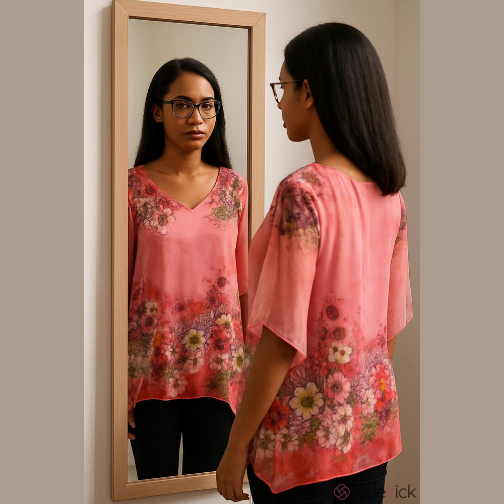 Christopher & Banks Pink Floral Handkerchief Hem Blouse XXL #298 - Picture 2 of 13